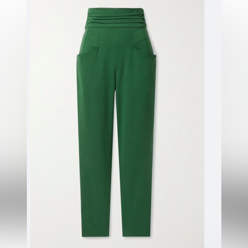 NEW ISABEL MARANT STODA LYOCELL BLEND SLIM LEG PANTS IN GREEN 42 XL
